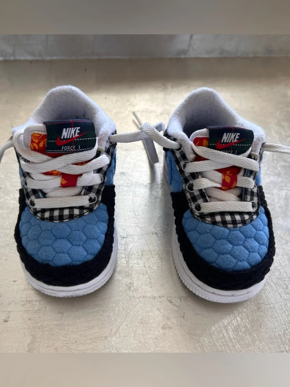 Nike Kids Force 1 Varsity Quilted Sneakers with White Laces